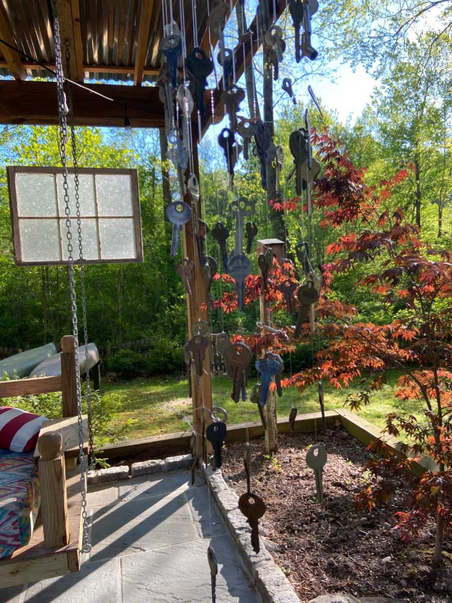 Nicole Lambert used four or five dozen keys her grandfather had collected to make wind chimes.