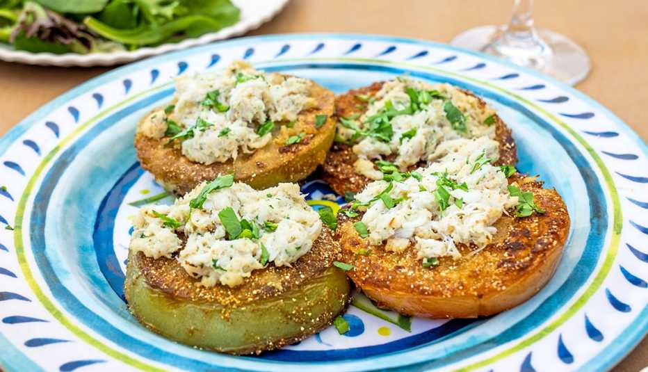 plate of four fried green tomatoes 