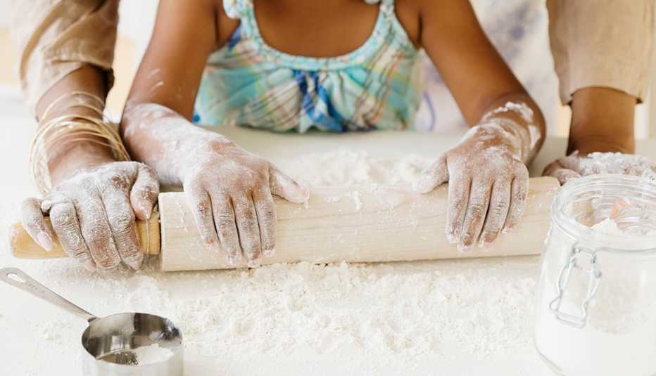 Grandmother baking with grandaughter