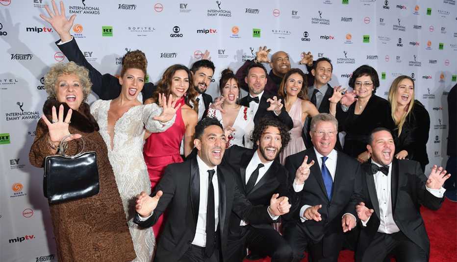 Cast and crew of 'Club de Cuervos' arrive for the 46th International Emmy awards gala 