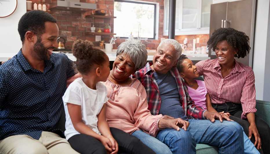multi generation family relaxing at home