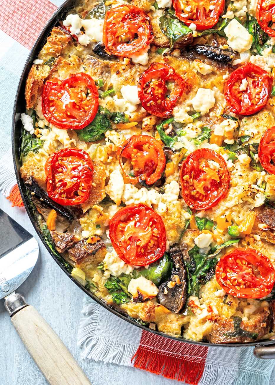 closeup of Egg Pie with cheese and vegetables