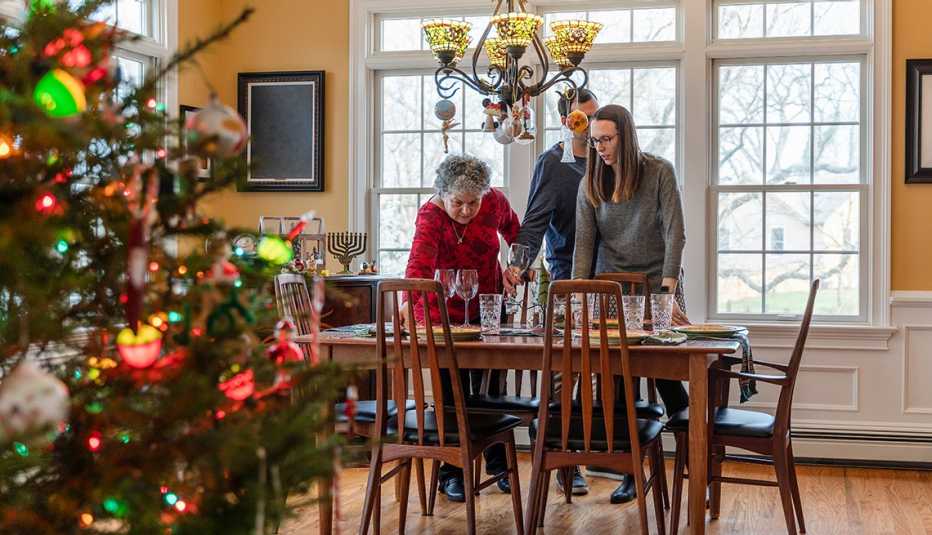 a multi-generational family celebrating Christmas and Hanukkah together
