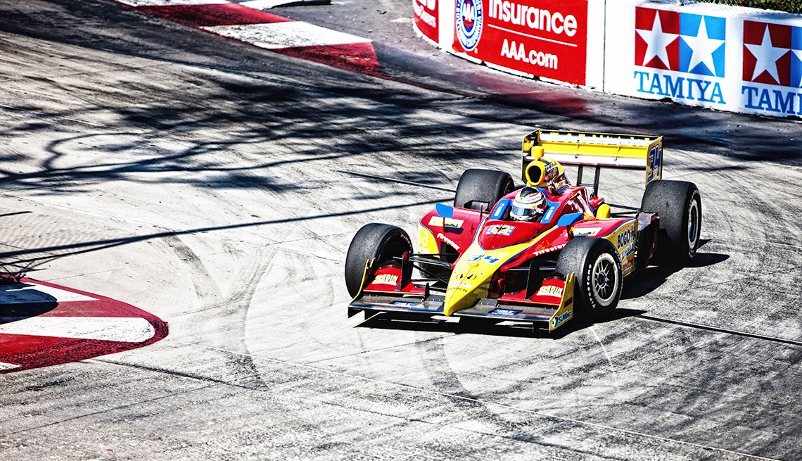 a formula one car spins on the track