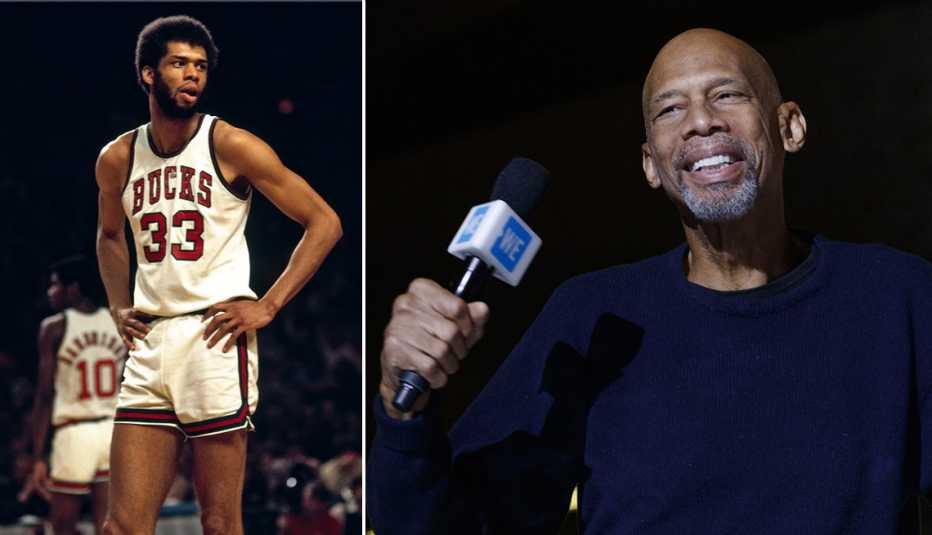 two photos of kareem abdul jabbar