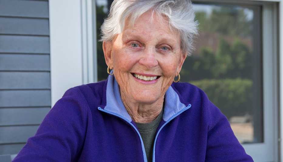 Peggy Wheatcroft pictured in front of a window
