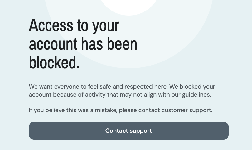 SilverSingles account blocked screen.