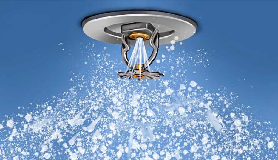 illustration of a ceiling sprinkler that is activated
