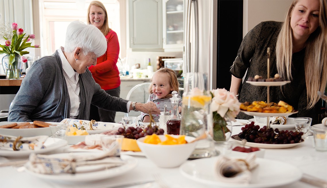Four generation family take time together for mother's day