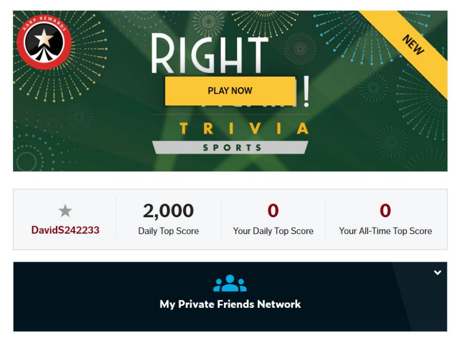 right again trivia sports private friends network screen