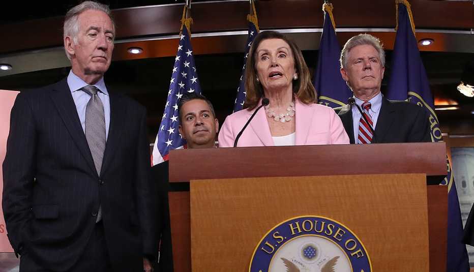 Speaker of the House Nancy Pelosi answers questions about her prescription drug plan