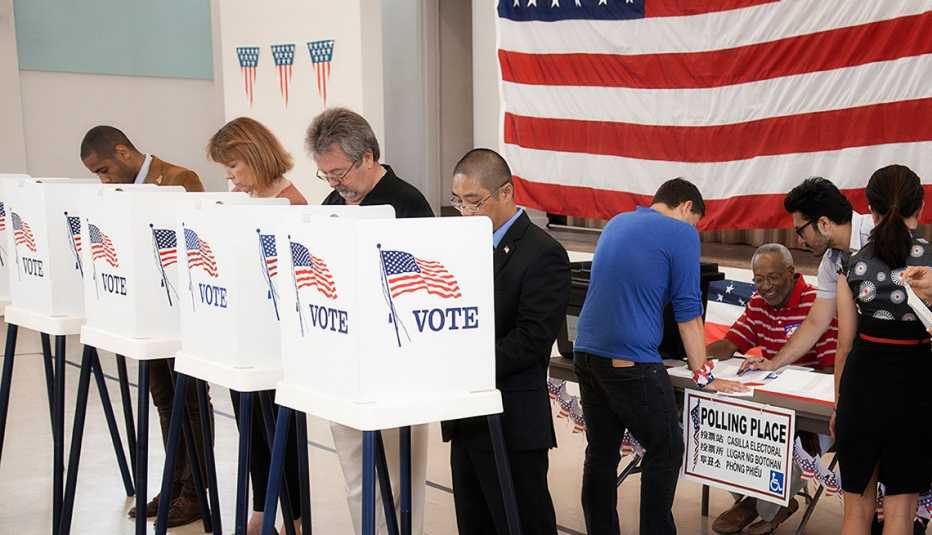Voters at polling station