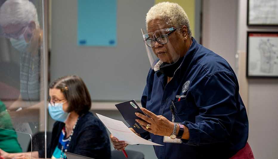 Poll workers working during the election