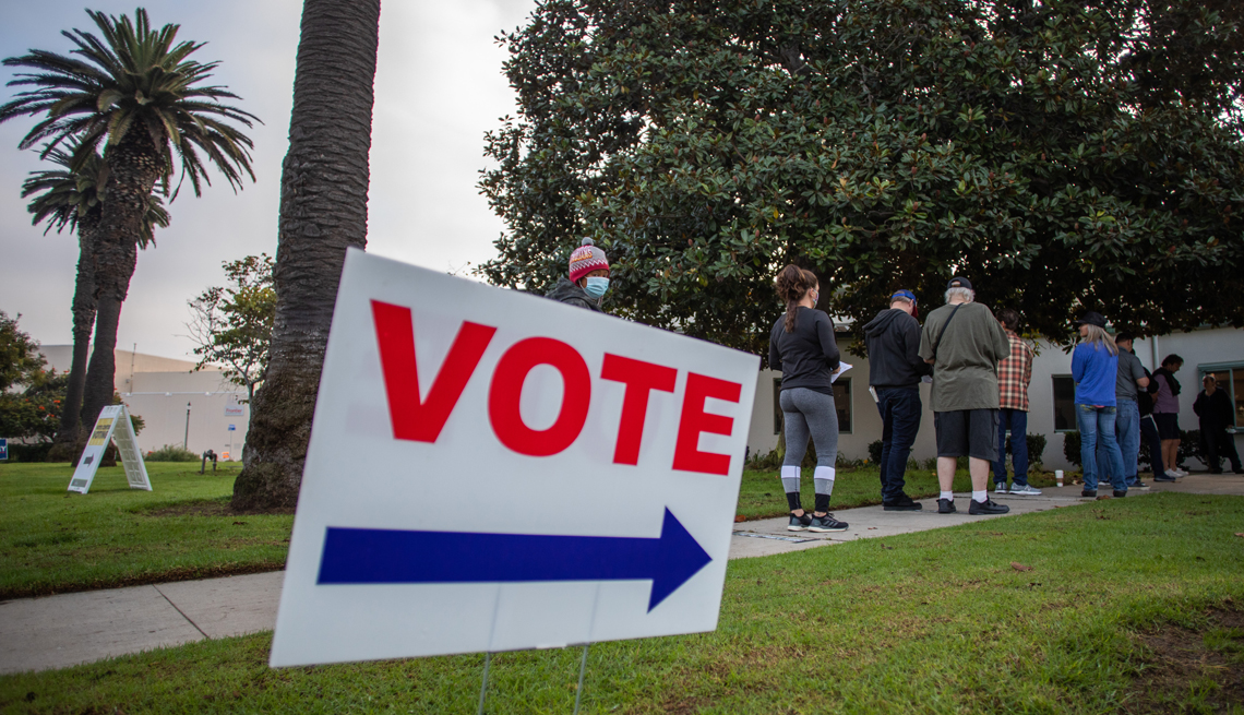 People standing in line to vote