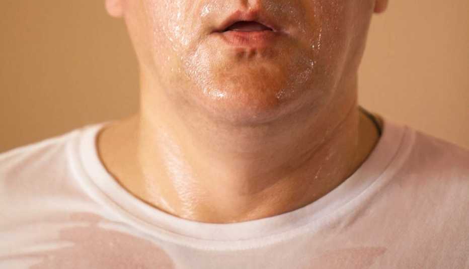 A man sweats excessively, Yuck Factor Facts Fix Act Now Sweaty A man sweats excessively, Yuck Factor Facts Fix Act Now Sweaty