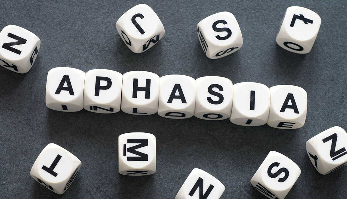 word aphasia on white toy cubes