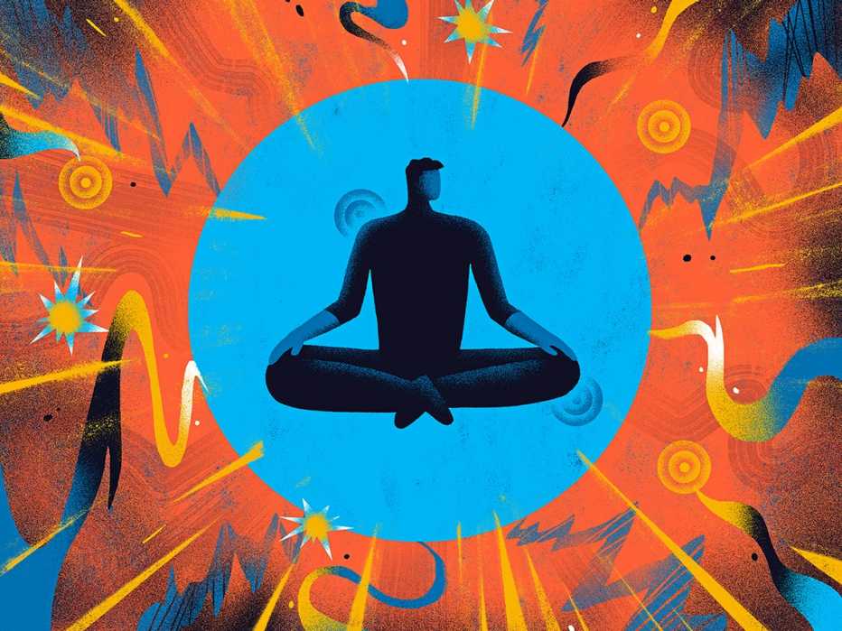 illustration of a person cross legged in a meditation pose to prevent outside stress attacks