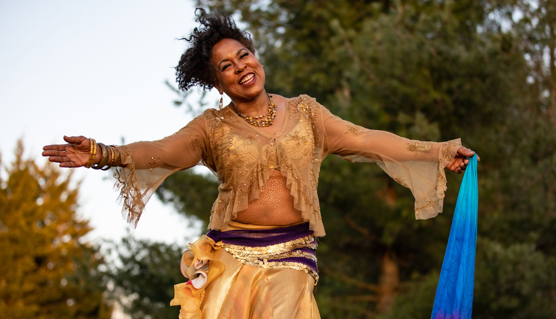 a photo of attorney bettye ames who took up belly dancing for fitness