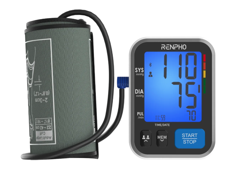 The Renpho Blood Pressure Monitor+ next to the cuff.
