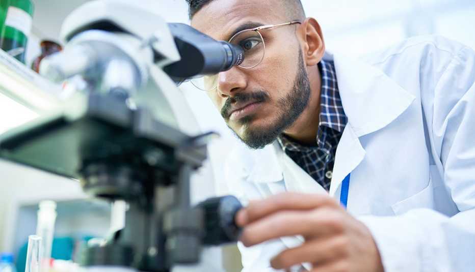 A doctor conducting lab research