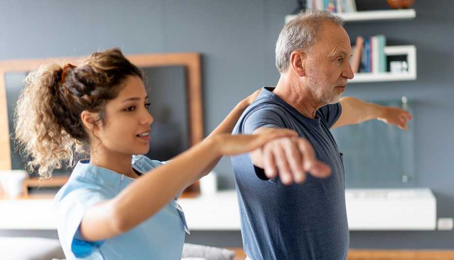 nurse checking on a patient's balance