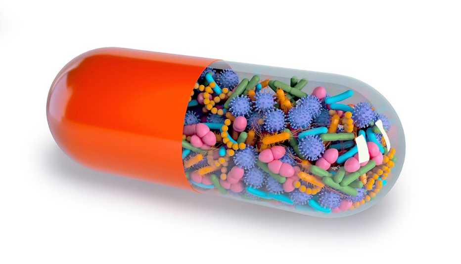 artist rendering of a pro biotic capsule 