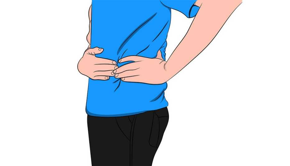 illustration of a man holding his lower left side