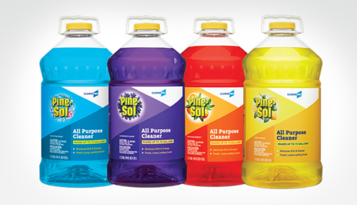 bottles of recalled pine sol cleaner