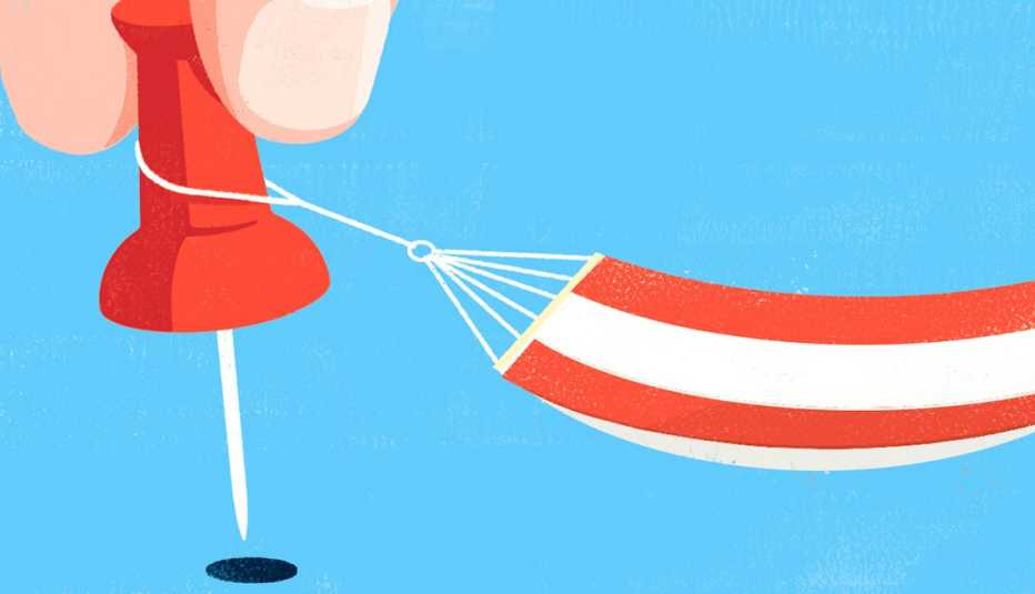 illustration of a hammock and a push pin