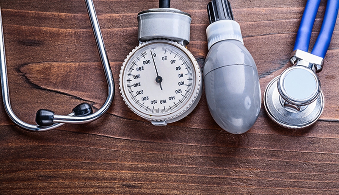 Blood pressure gauge and stethoscope