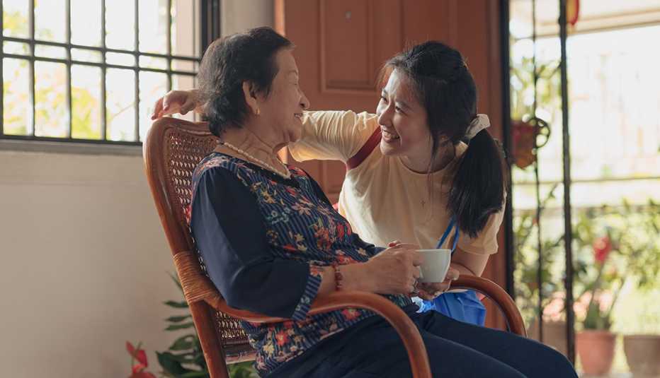 two women are talking