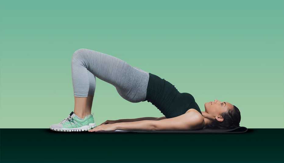 Woman doing a glute bridge exercise