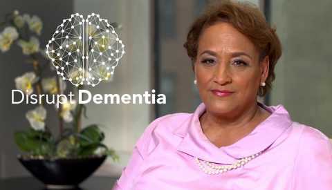 image of a a r p president Jo Ann Jenkins along with the words Disrupt Dementia and a brain scam graphic image of a a r p president Jo Ann Jenkins along with the words Disrupt Dementia and a brain scam graphic