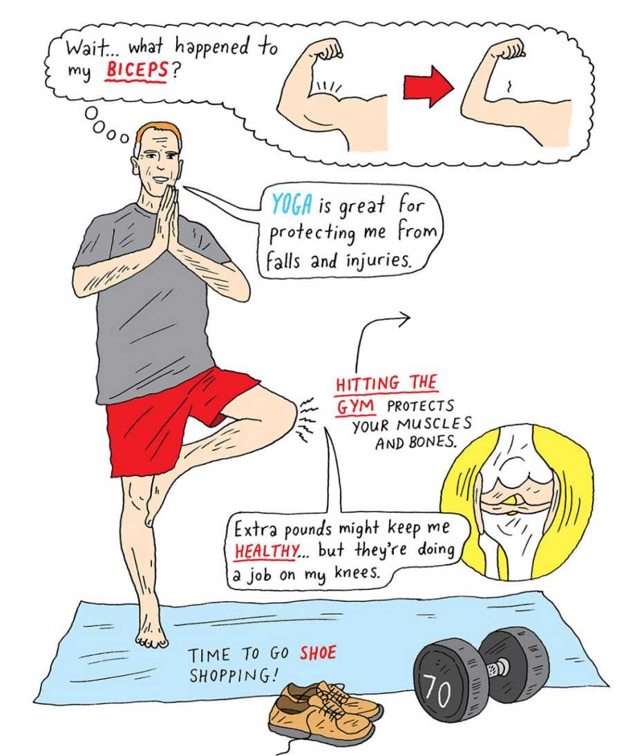 an illustration of a man thinking about yoga an illustration of a man thinking about yoga