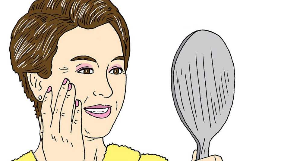 illustration of a woman looking at the mirror