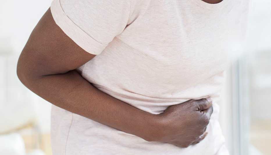 woman with stomach pain
