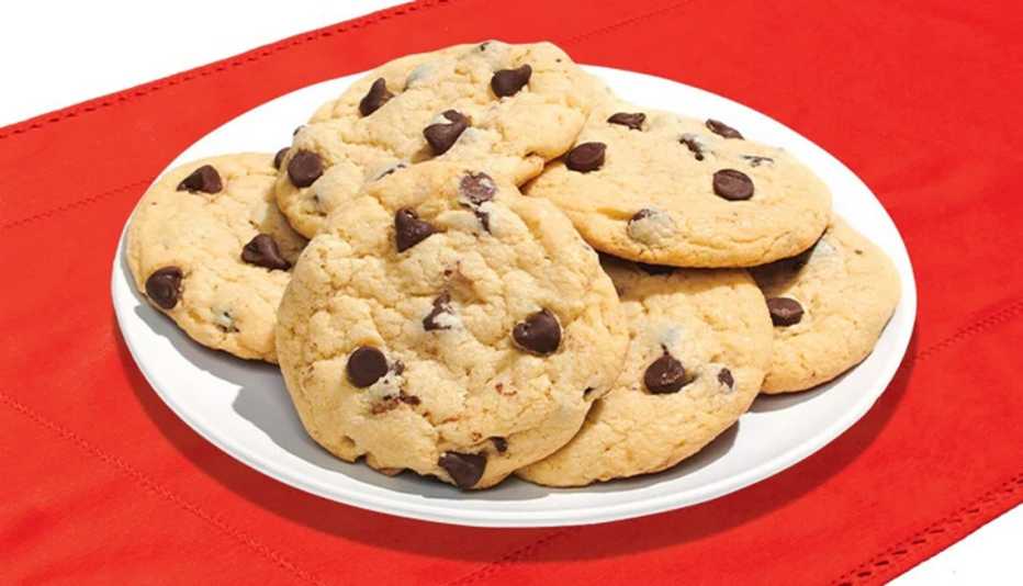 plate of chocolate chip cookies