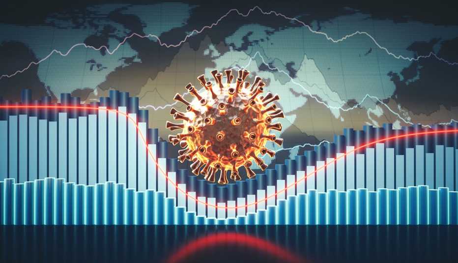 world map with bar graphs depicting the spread of covid-19