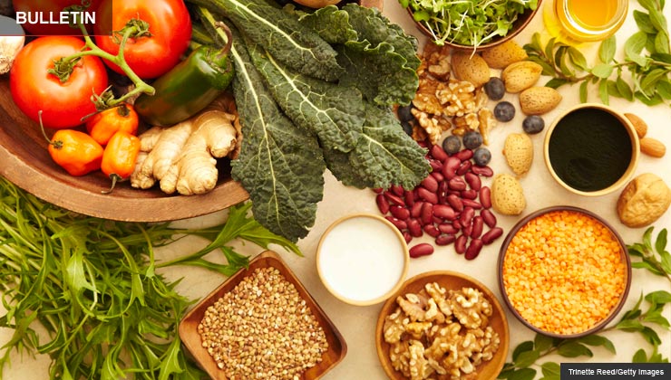 Healthy foods - beans, nuts and vegetables - can help you cut back on red meat.