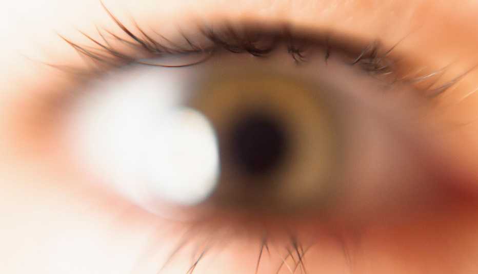 Close up of a blurry eye