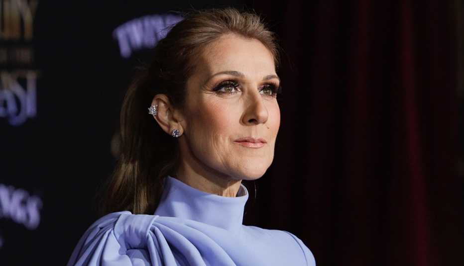 close up of Celine Dion at the World Premiere of Disney's Beauty and the Beast before her stiff person syndrome diagnosis