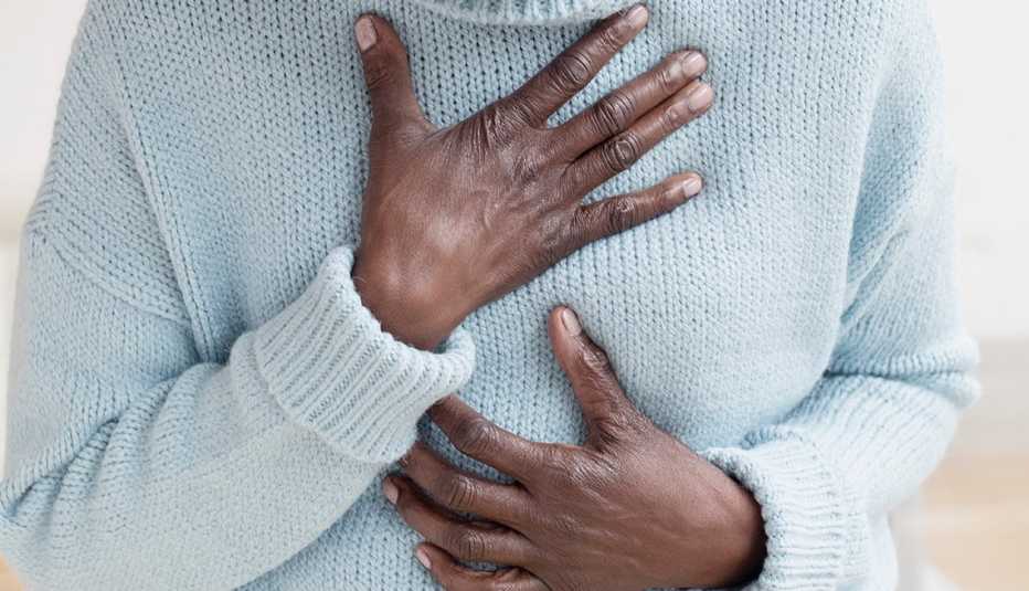 Mature woman with chest pain.
