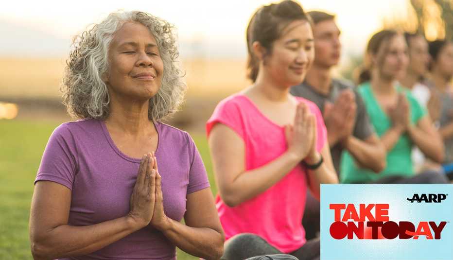 People relaxing during exercise