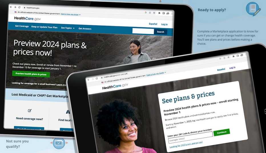 Screenshots from Healthcare.org's website on 2024 Open Enrollment open enrollment for the affordable care act health plans starts november first twenty twenty four