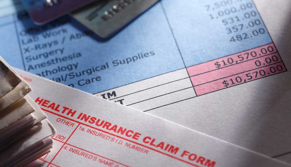 a health insurance claim form on a medical bill