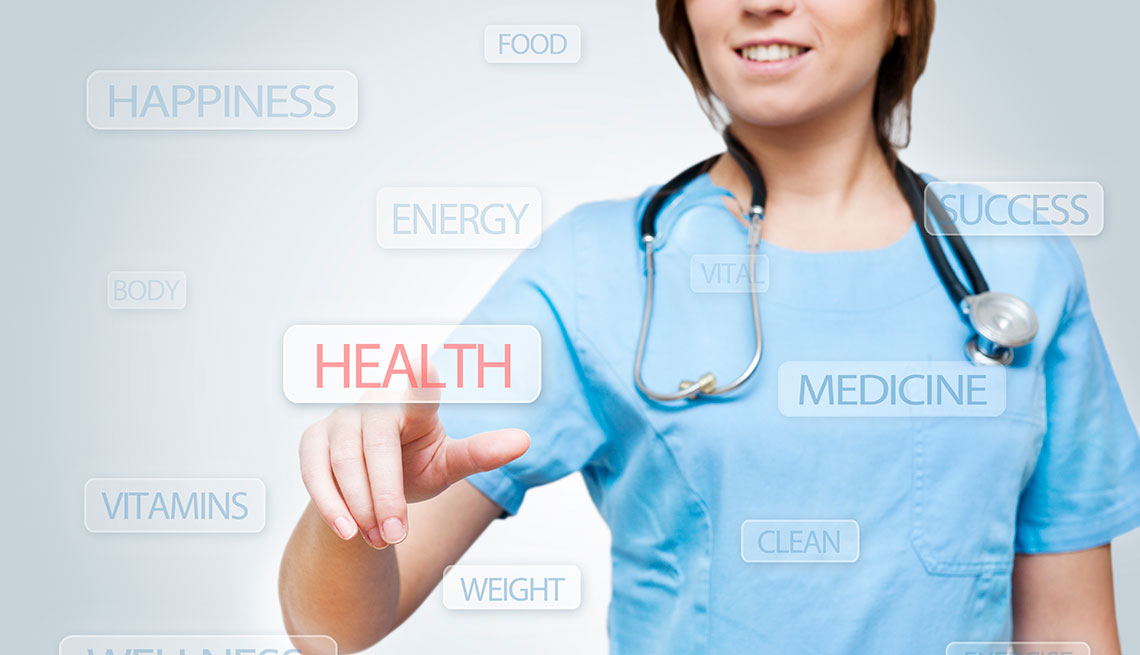 virtual health nurse clicking on health icon