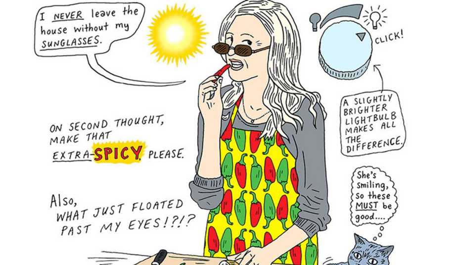 Illustration showing what to expect regarding your senses at your 50s