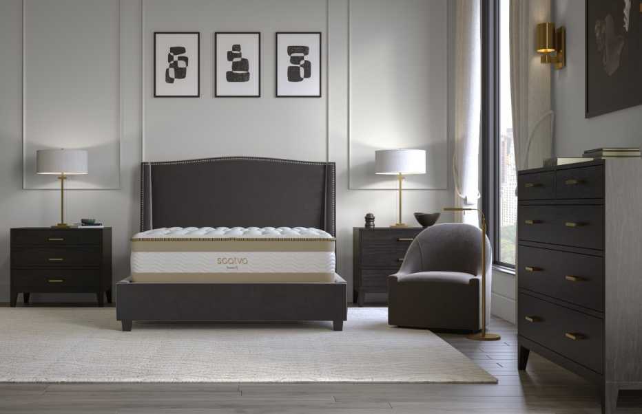 The Saatva Rx on display in a bedroom