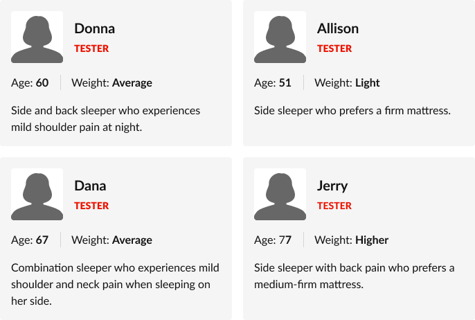 Best Hybrid Mattress meet the testers  image in a grid