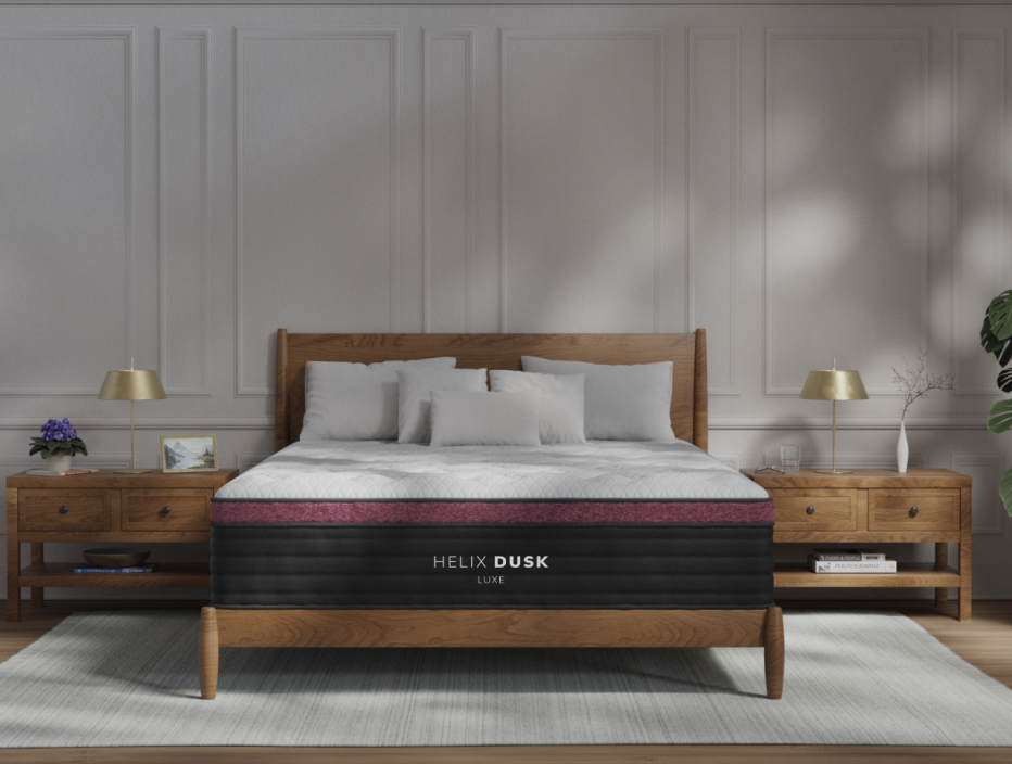  The Helix Dusk Luxe mattress in a bedroom.